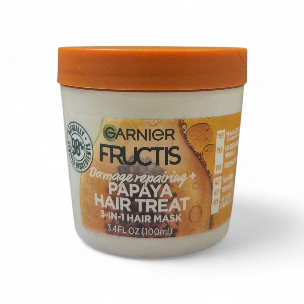Garnier Fructis Damage Repairing Treat Papaya Extract Hair Mask, 3.4 fl oz